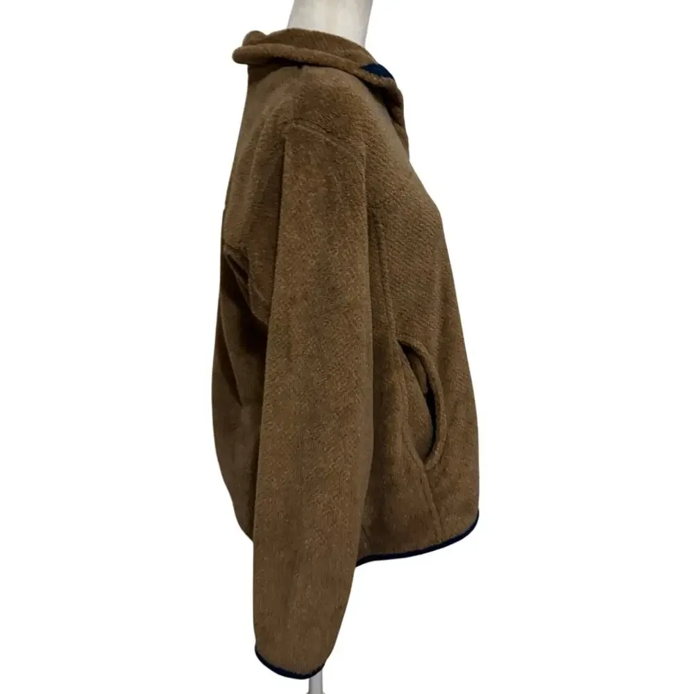 Patagonia Re-Tool Snap-T Fleece Pullover Camel Tan Blue Trim Size L Cozy Fleece - Picture 3 of 8
